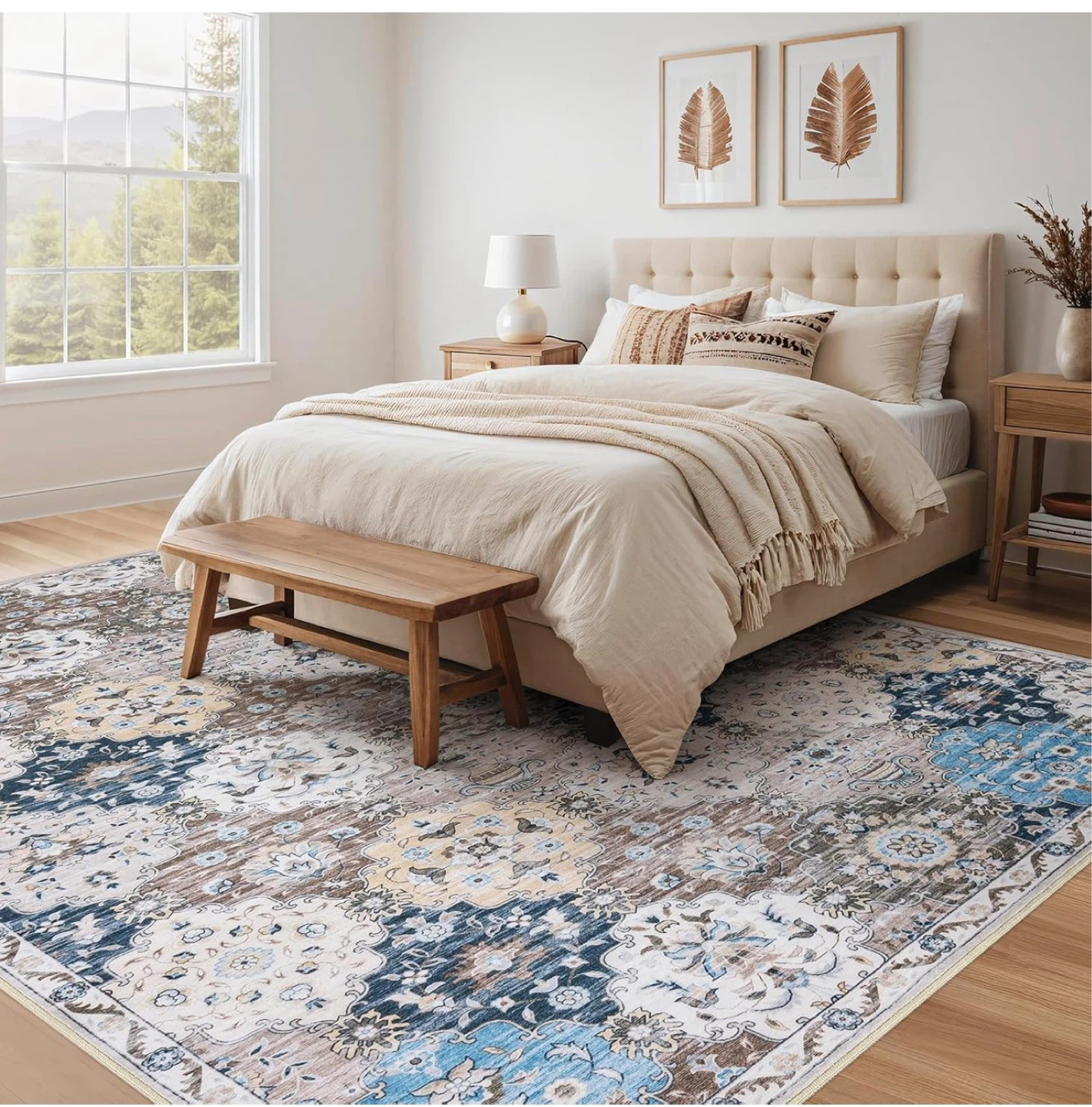 Vintage Style Area Rug - Blue, Beige & Brown - photo 3