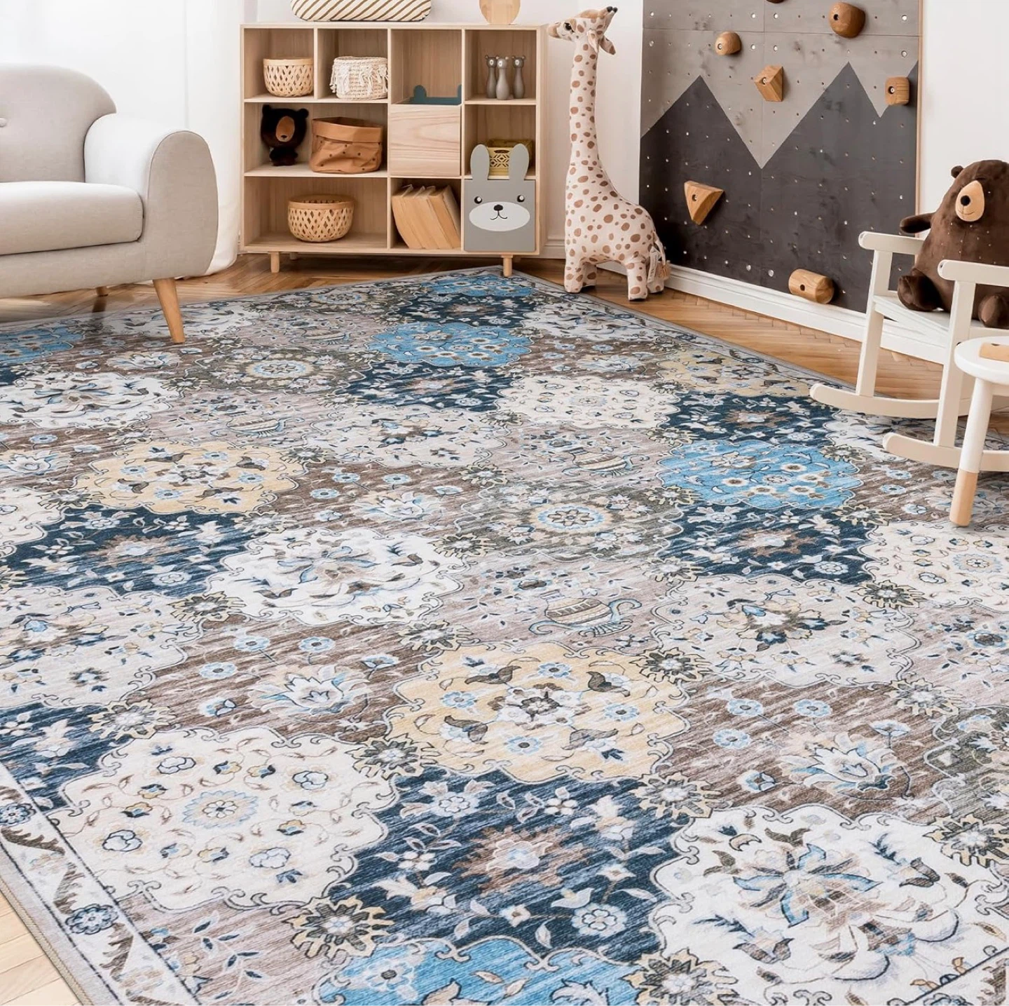 Vintage Style Area Rug - Blue, Beige & Brown - photo 5