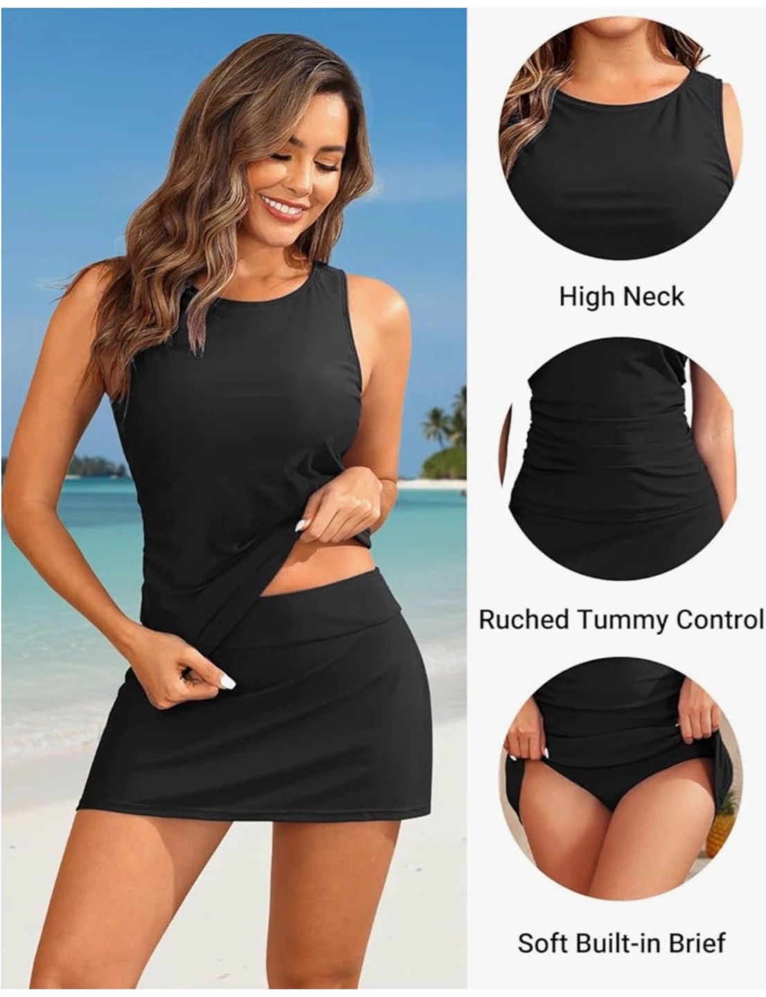 Daci Black 2 piece swimsuit skirt with Built-in Bottom Size XS - photo 2