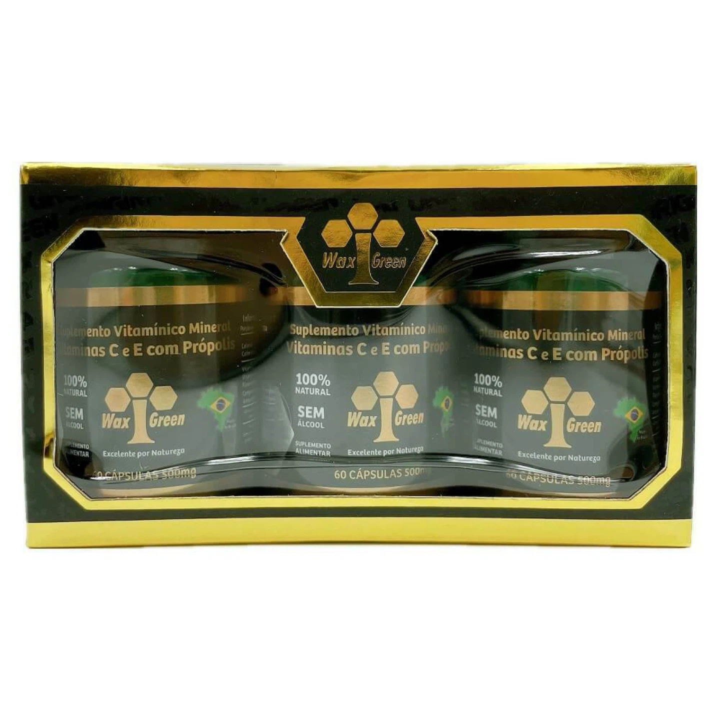 Brazil Wax Green Bee Propolis 500mg (6 bottles of 60 capsules)