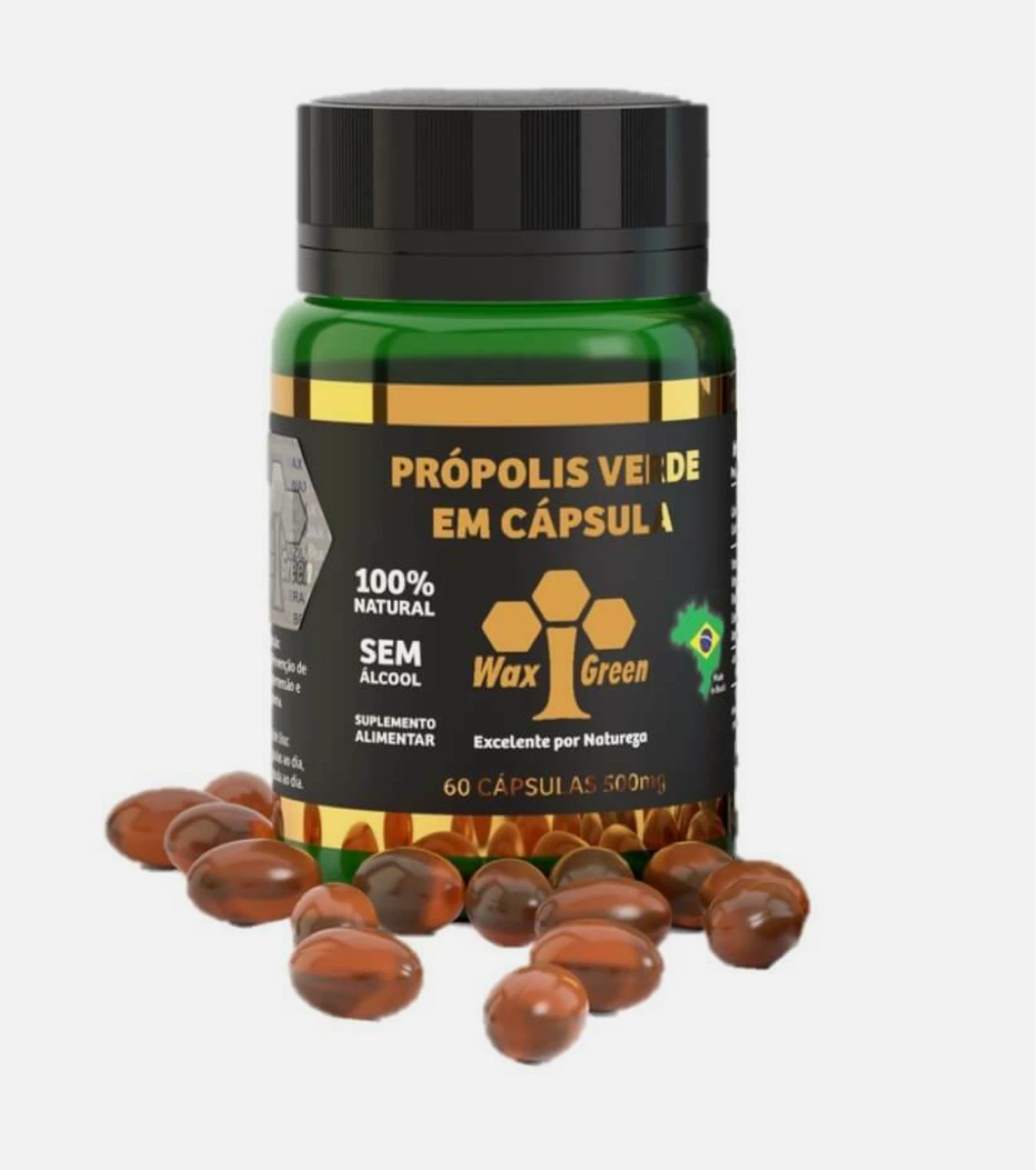 Brazil Wax Green Bee Propolis 500mg (6 bottles of 60 capsules) - photo 3