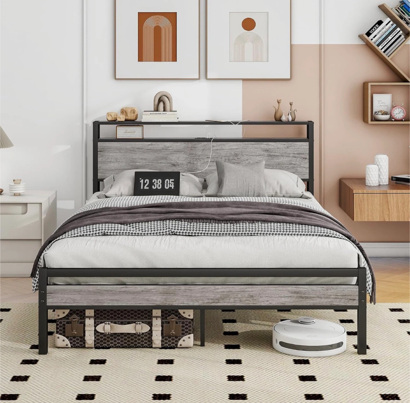 Queen Size bed frame with headboard