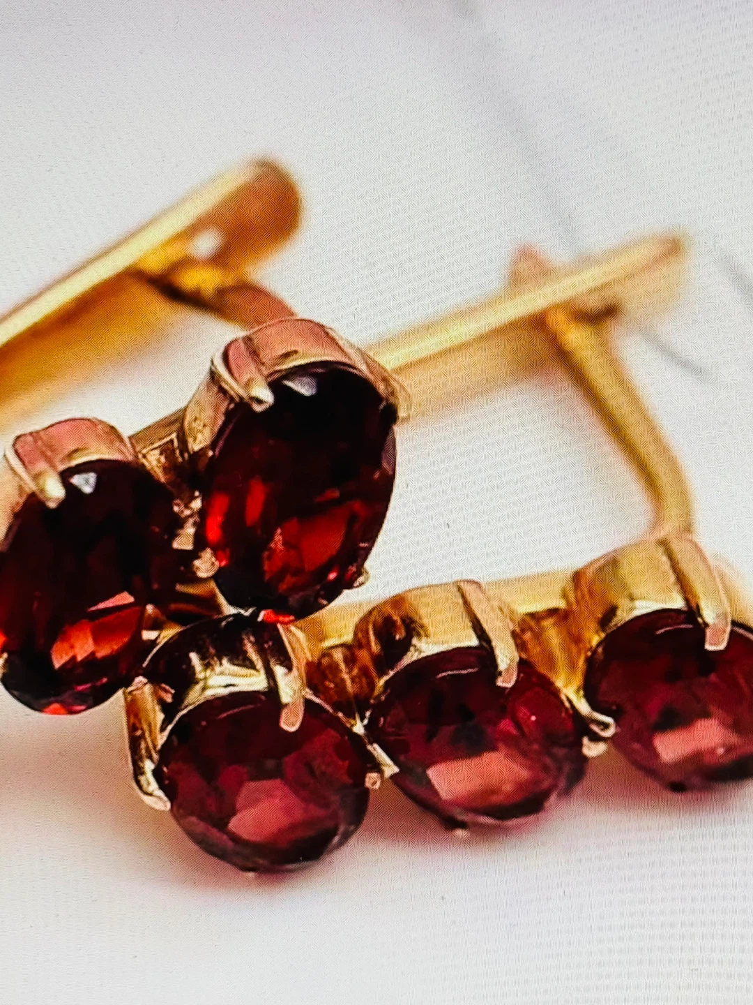 14K Rose Gold Tone Earrings with Red Stones - photo 5