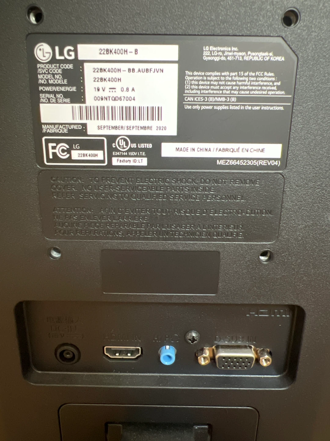 LG 22" 22BK400H-B LCD Monitor - photo 2