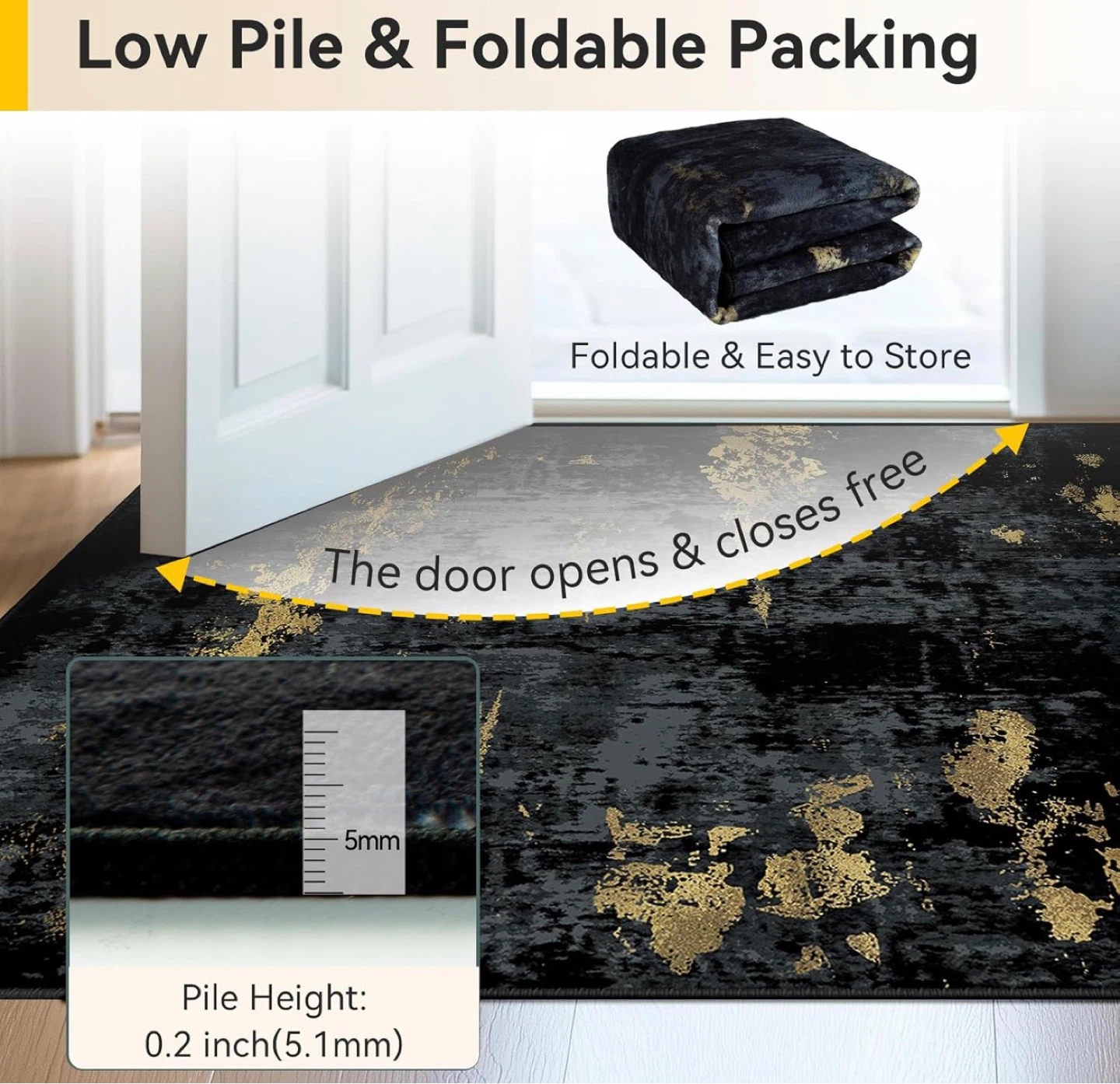 Black and Gold Abstract Area Rug - photo 5