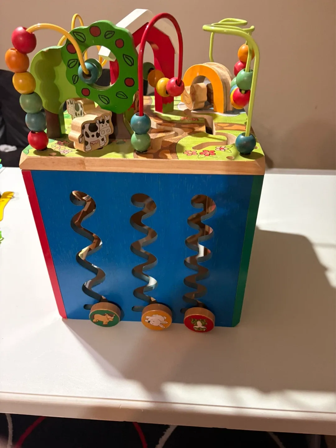 Wooden Activity Cube with Bead Maze and Blocks - photo 3