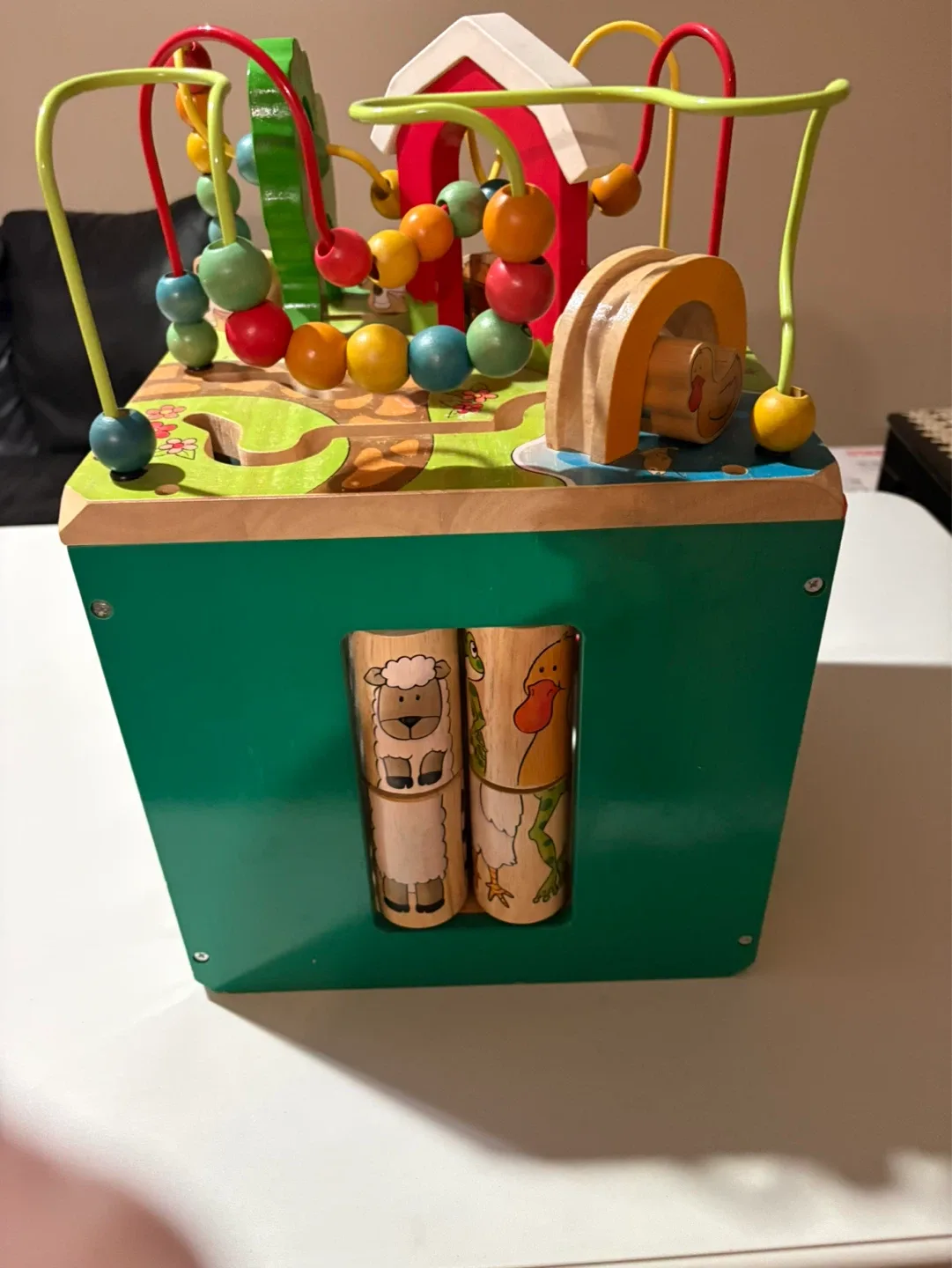 Wooden Activity Cube with Bead Maze and Blocks - photo 4
