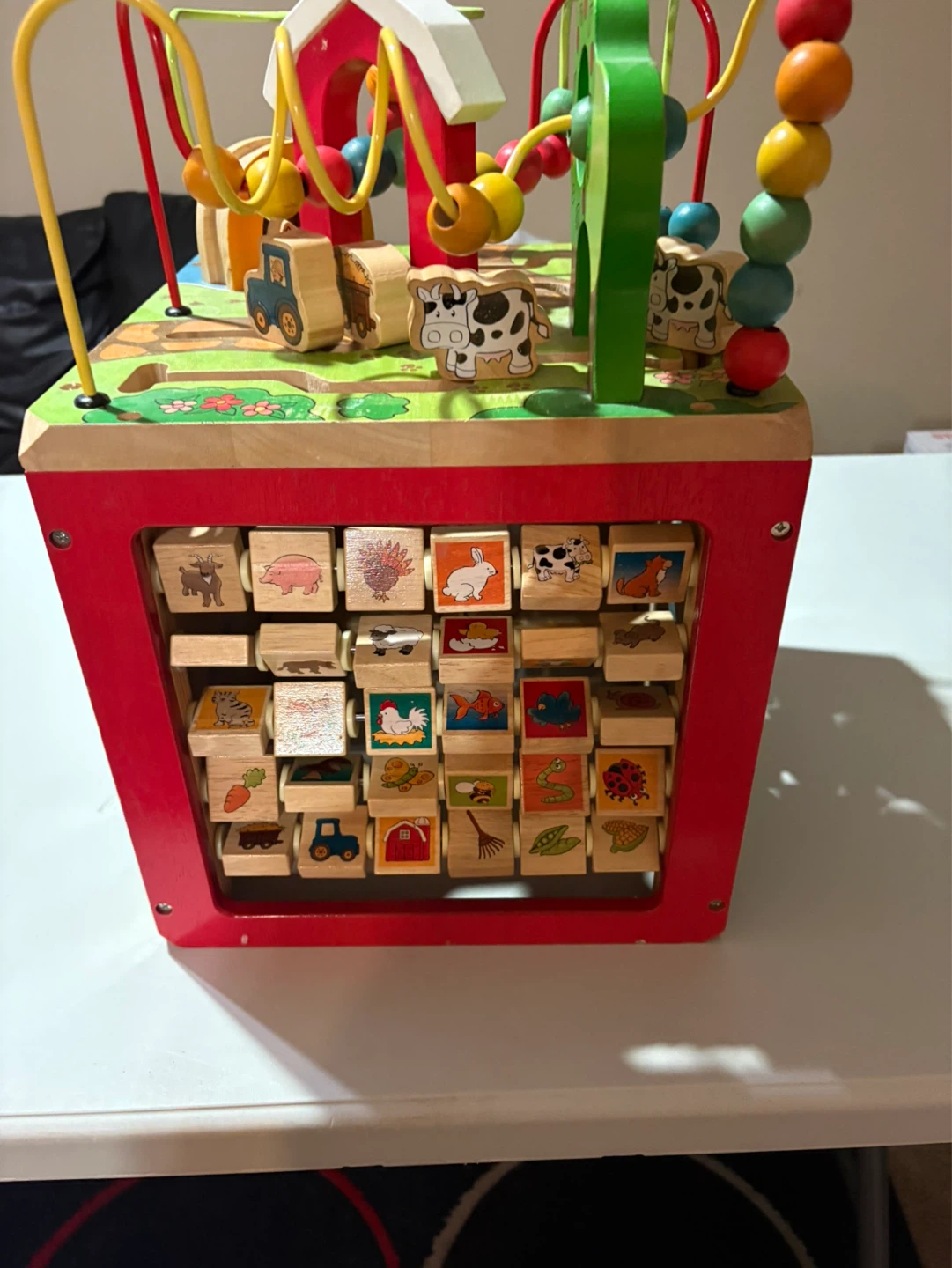 Wooden Activity Cube with Bead Maze and Blocks - photo 2