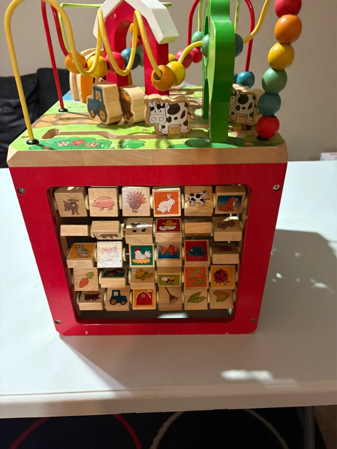 Wooden Activity Cube with Bead Maze and Blocks - photo 2