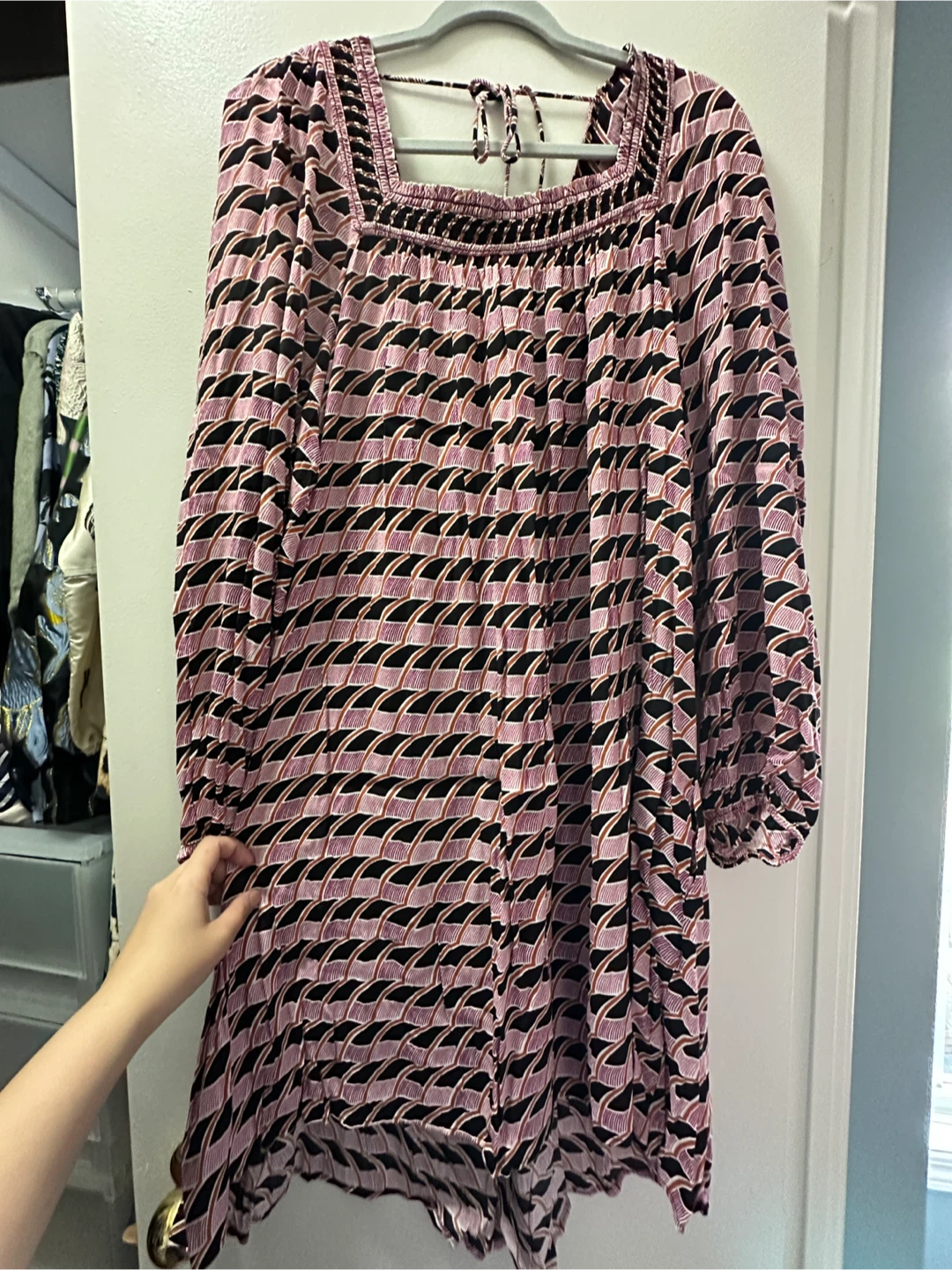 Anthropologie Printed Square Neck Tunic Dress