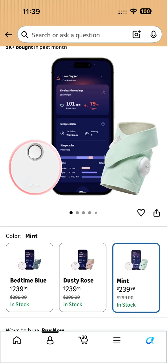 Owlet Smart Sock Baby Monitor
