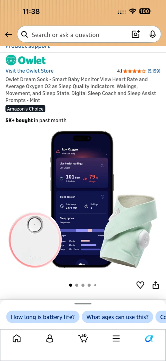Owlet Smart Sock Baby Monitor - photo 2