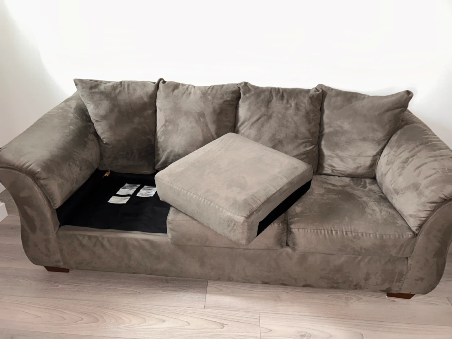 Taupe Suede Sofa and Loveseat Set - photo 5