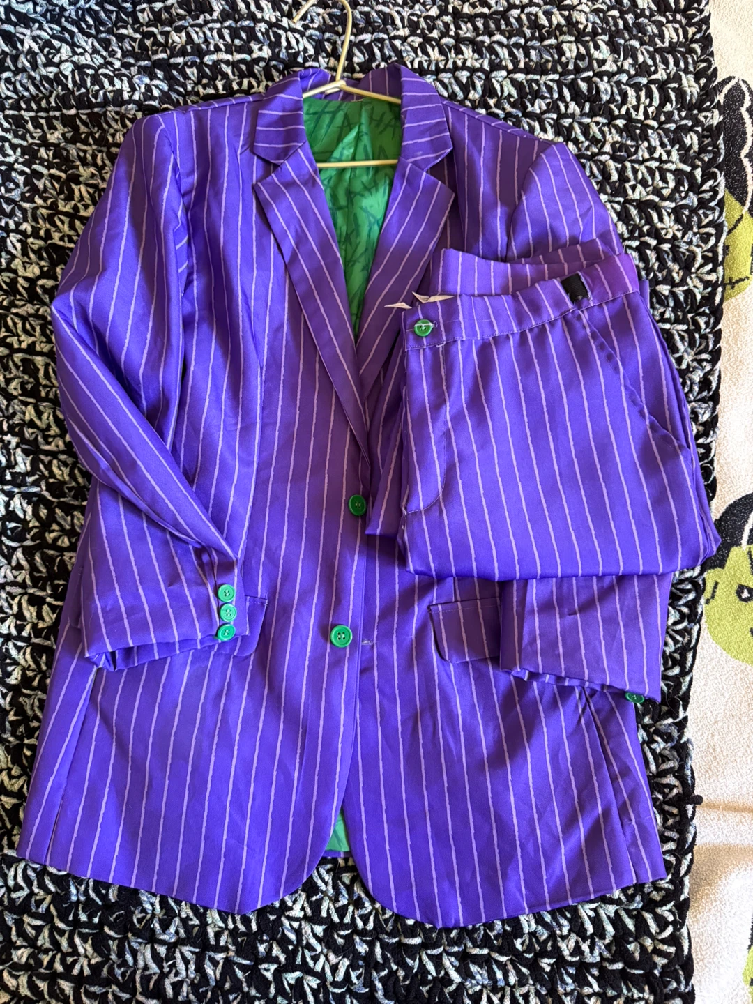 Joker Purple Striped Suit with Green Lining