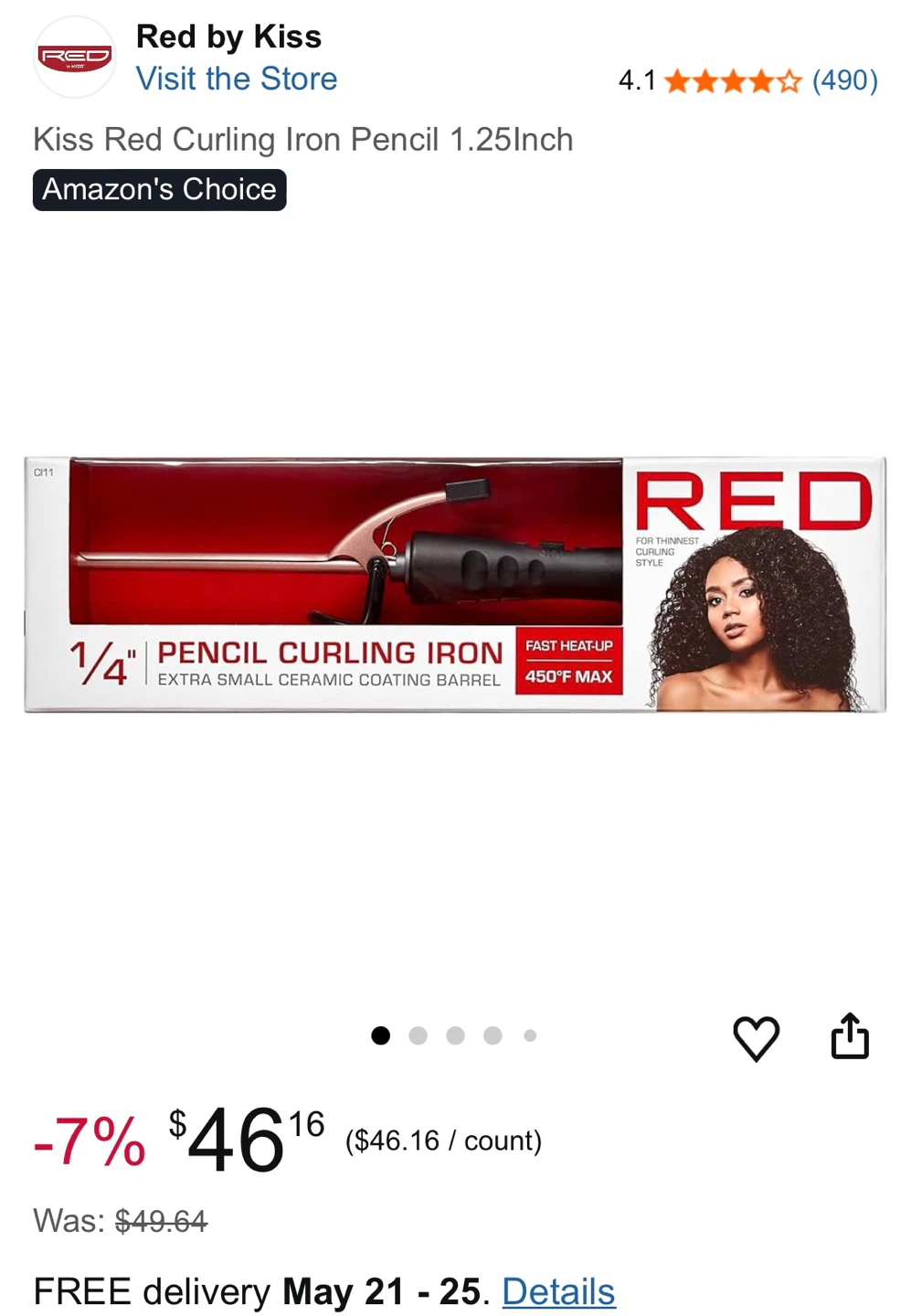 NWOT • Red by Kiss 1/4" Pencil Curling Iron - photo 3