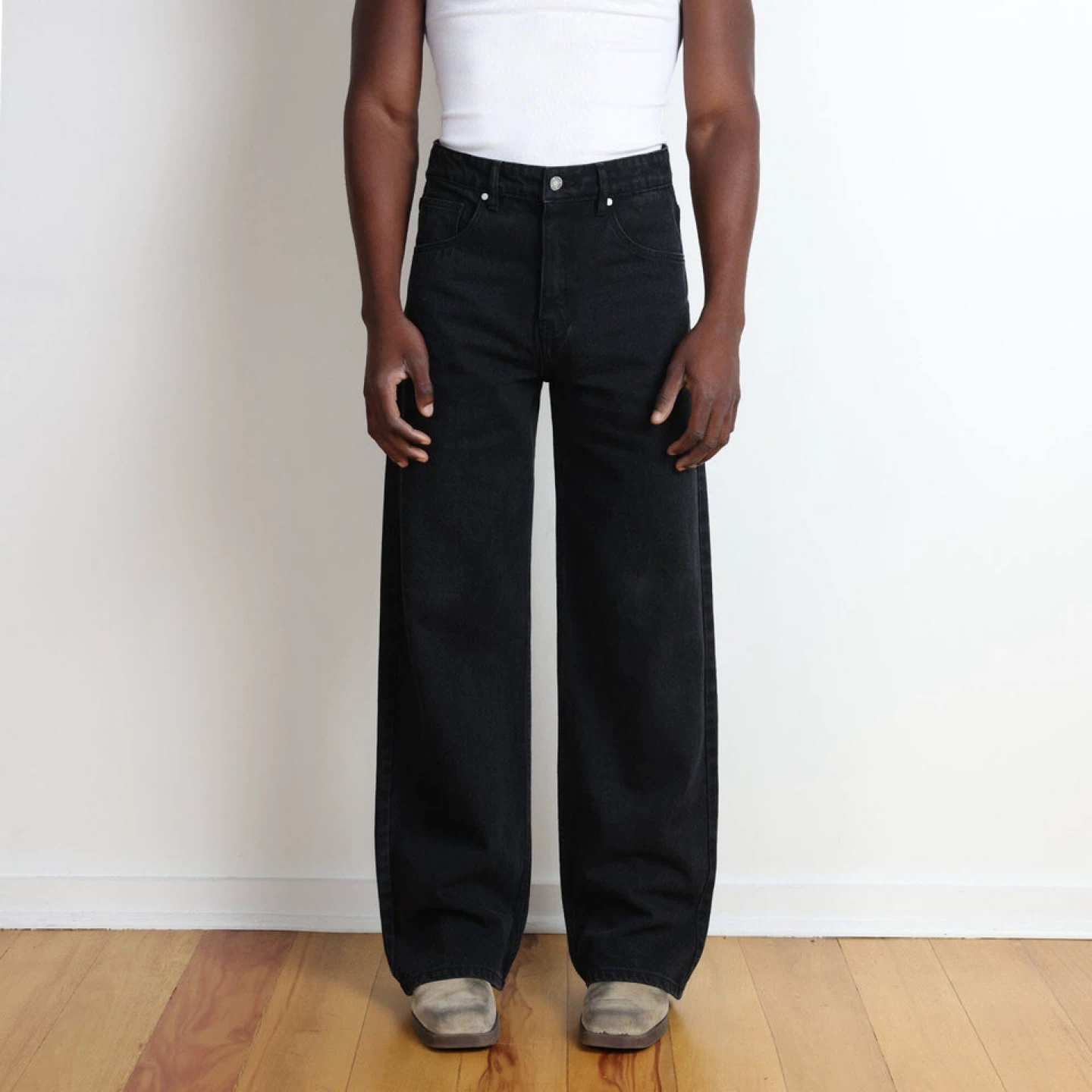 Pool House New York Tokyo Straight-Wide Jeans Stoned Black