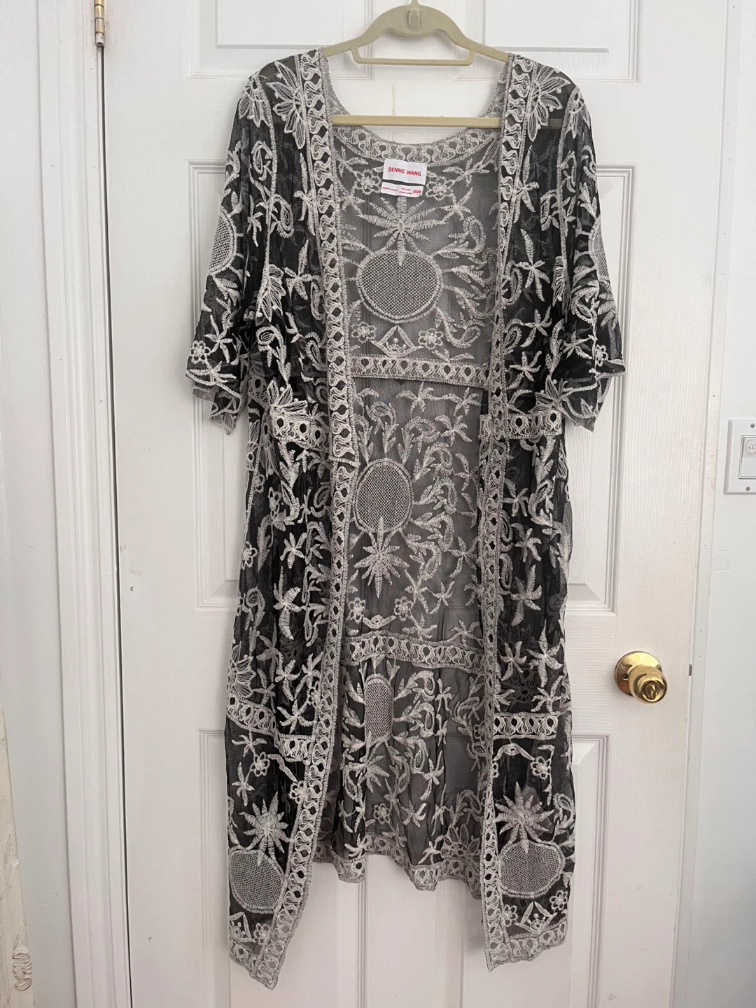 DENNIS WANG Kimono Duster OSFA Black Lace