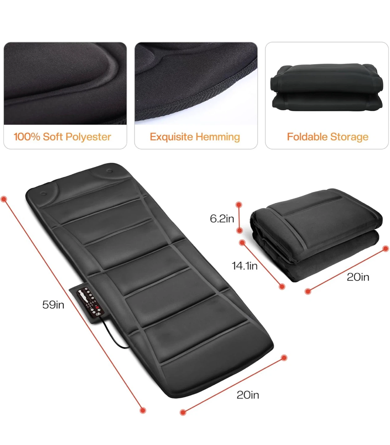 Full Body Massage Mat with Heat & 10 Vibration Motors B8M - photo 2