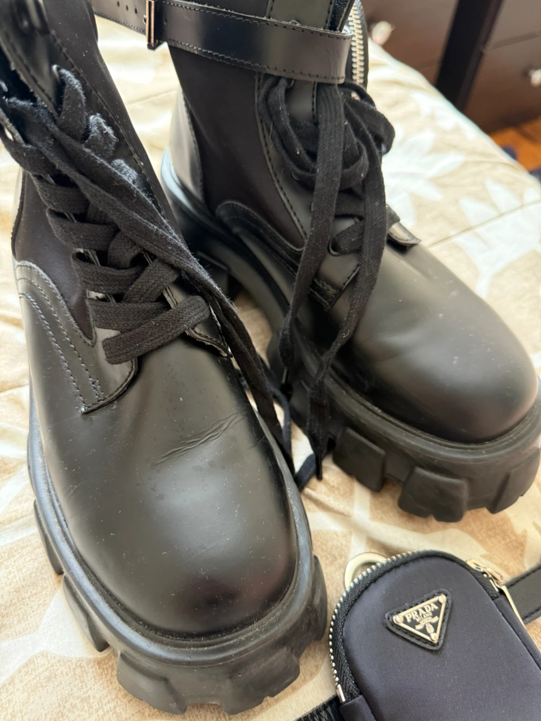 Monolith leather and Re-Nylon combat boots with pouch - photo 3