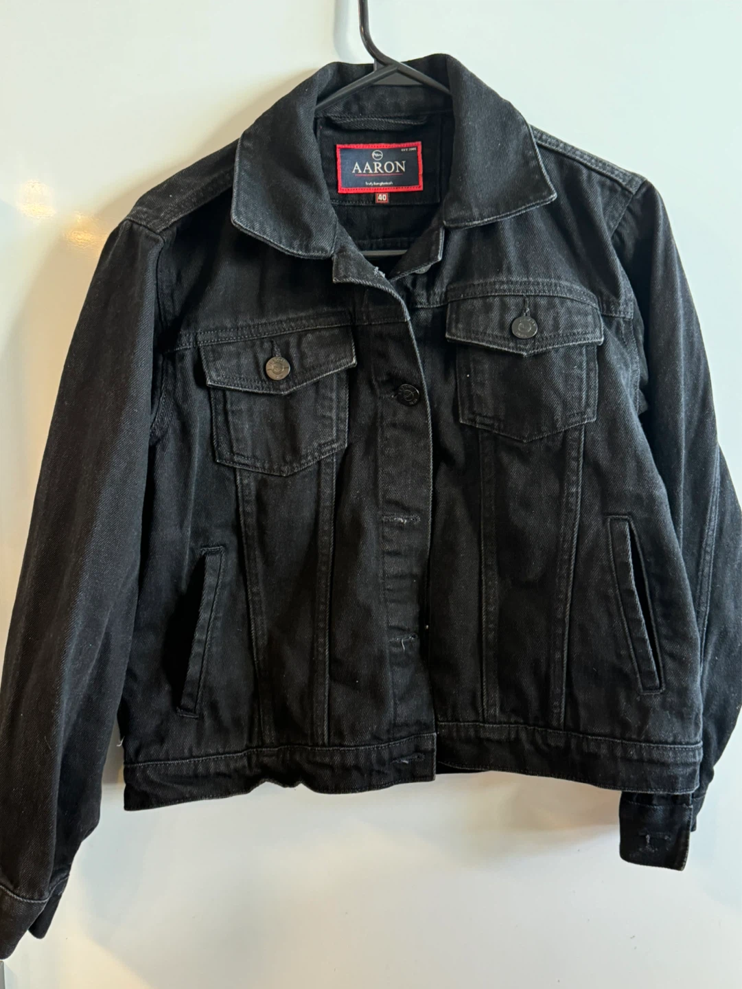 Aaron Black Denim Jacket - Size 40