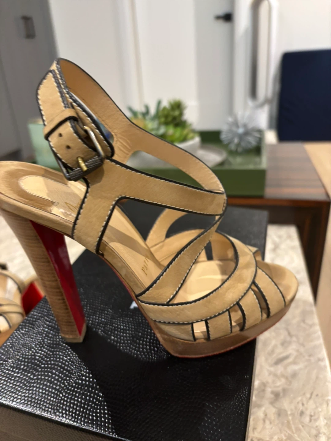 Christian Louboutin Tan Suede Platform Heels - photo 3