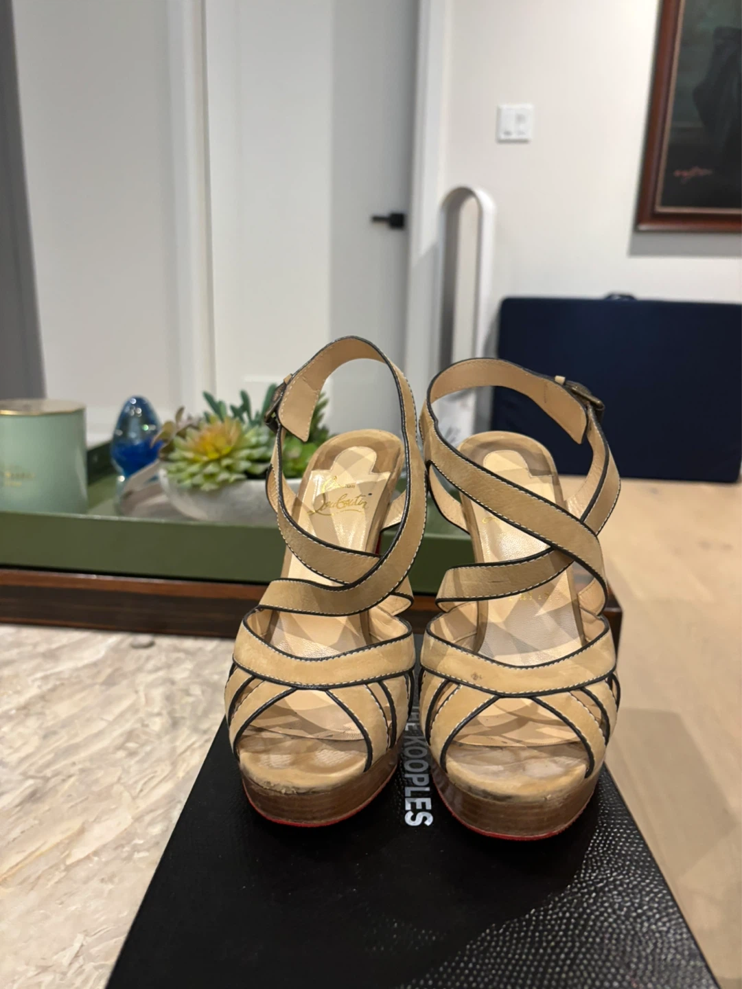 Christian Louboutin Tan Suede Platform Heels