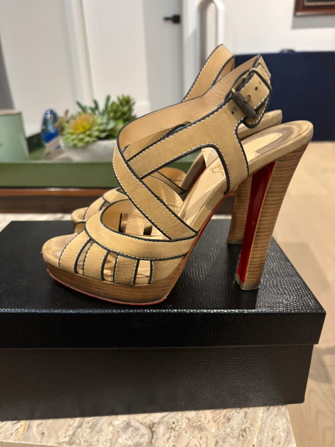 Christian Louboutin Tan Suede Platform Heels - photo 2