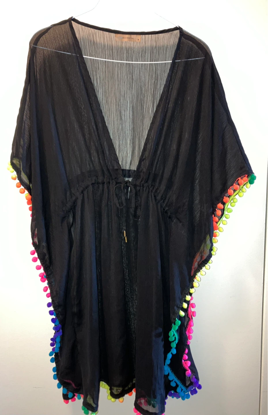 Bleu Rod Beattie Black Pom Pom Cover-Up - Size M