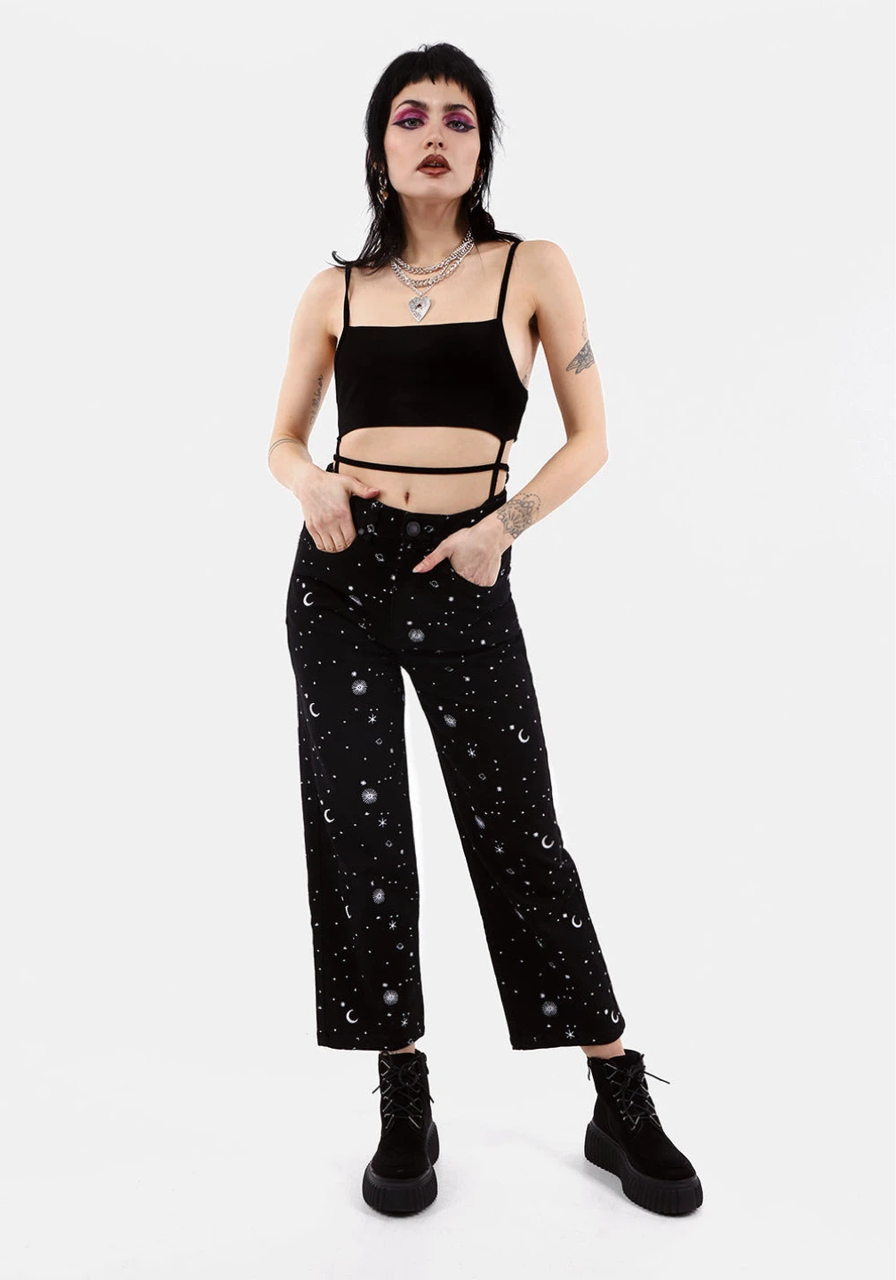 Disturbia ‘Celestial’ Embroidered Jeans - Black - photo 5