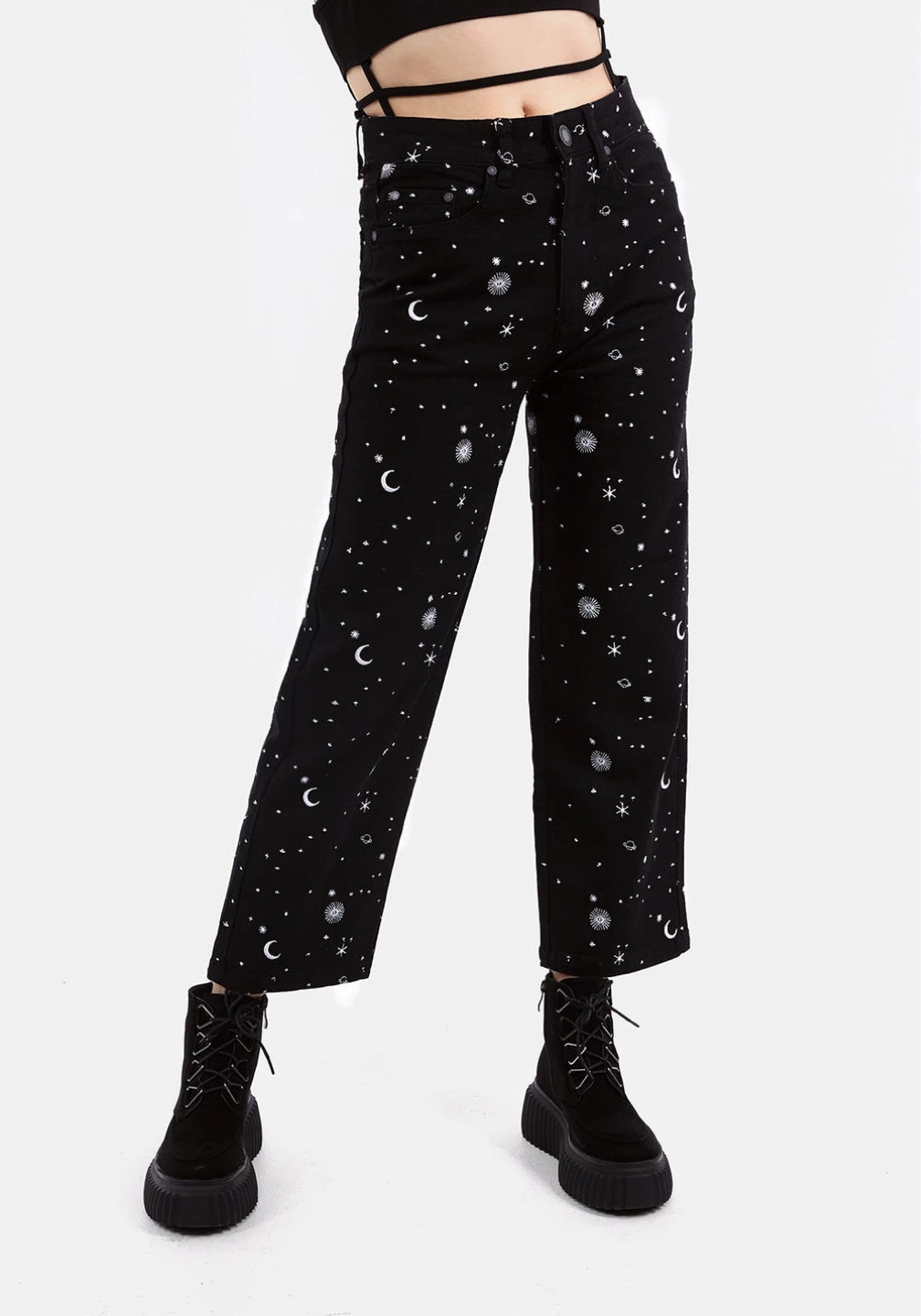 Disturbia ‘Celestial’ Embroidered Jeans - Black - photo 4