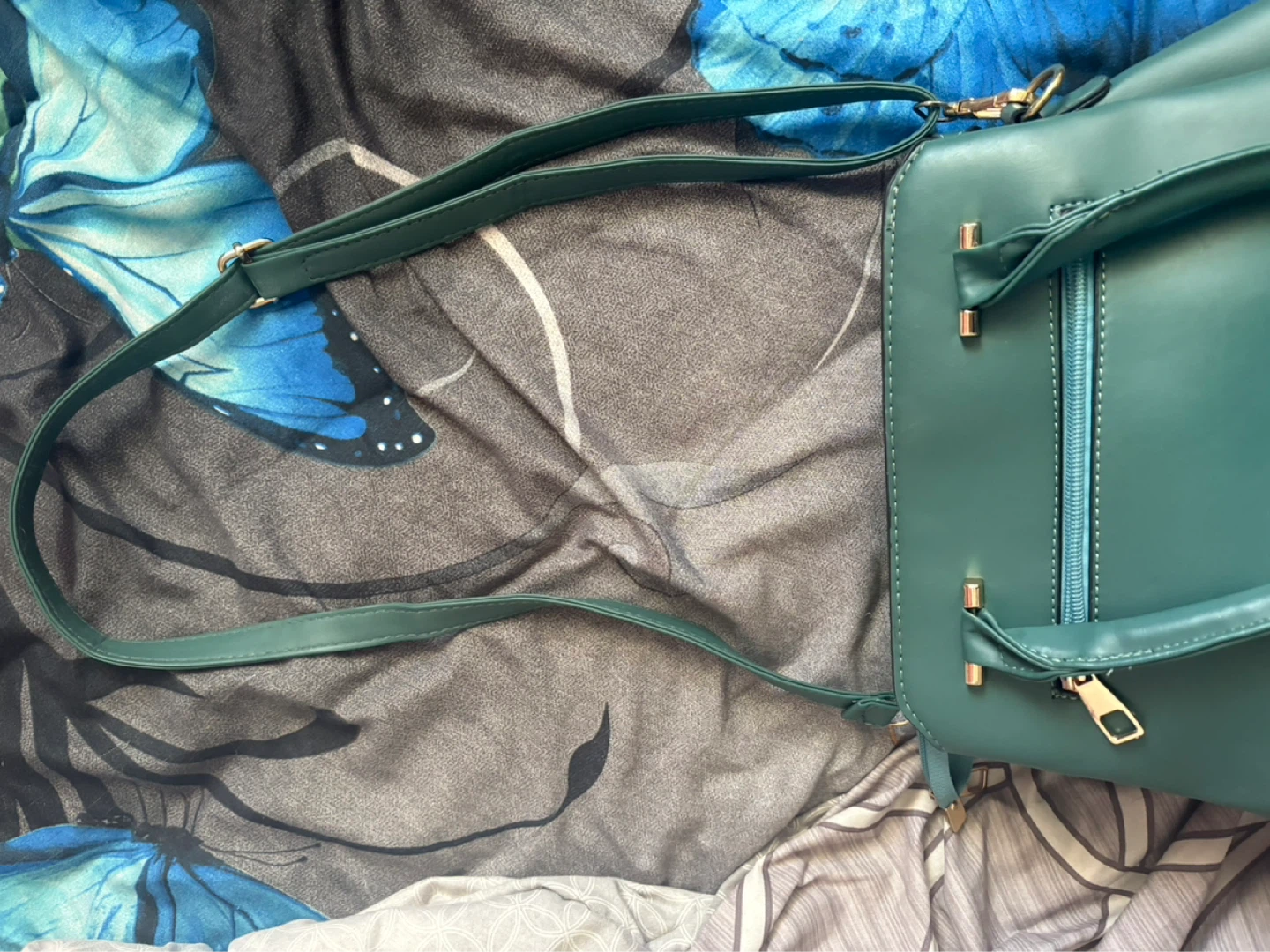 Teal Handbag with Gold Accents - photo 4