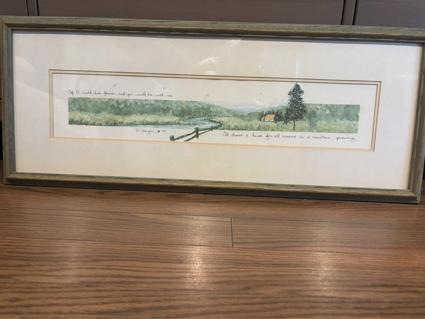 Framed D. Morgan Mountain Scenery Print 1989