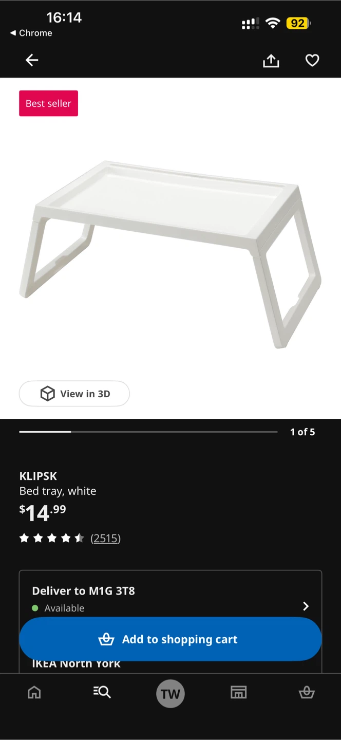IKEA KLIPSK Bed Tray - White - photo 3