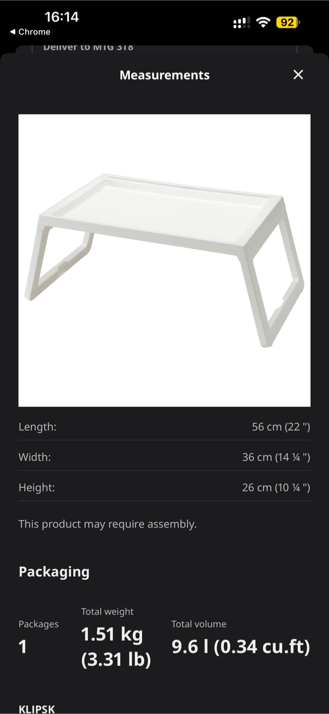 IKEA KLIPSK Bed Tray - White - photo 2
