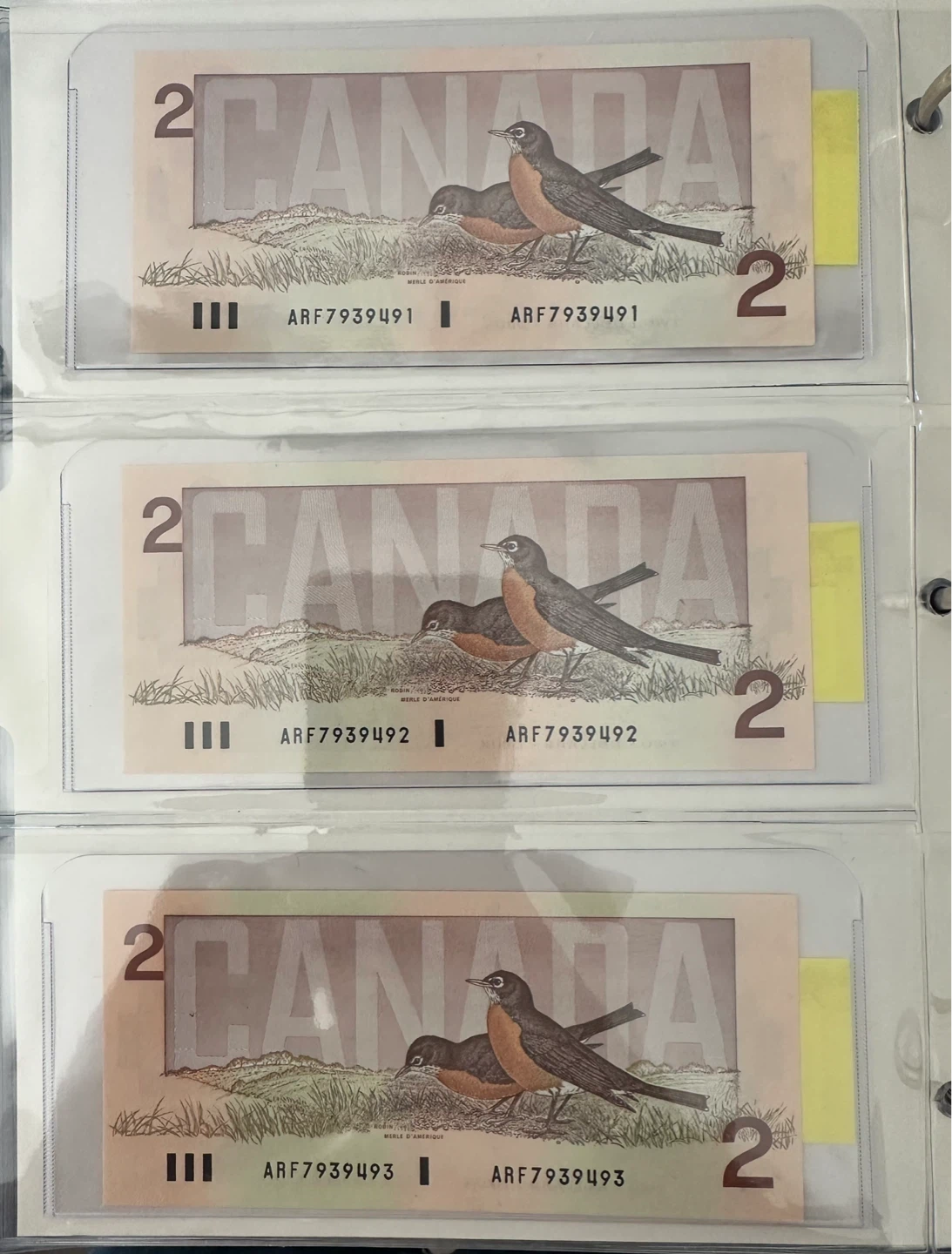 Uncirculated & Sequential Canada $2 Banknote 1986 - photo 2