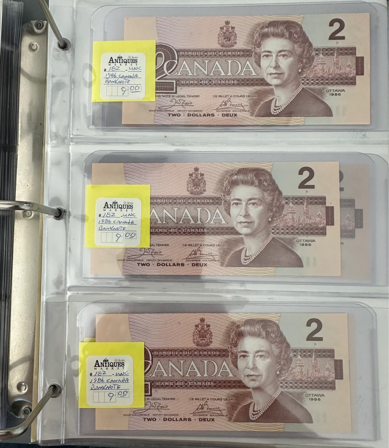Uncirculated & Sequential Canada $2 Banknote 1986 - photo 3