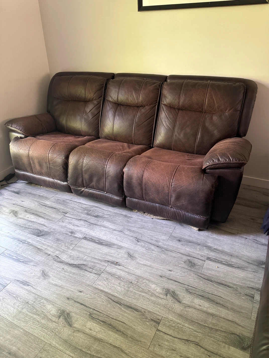 Brown Leather Reclining Sofa
