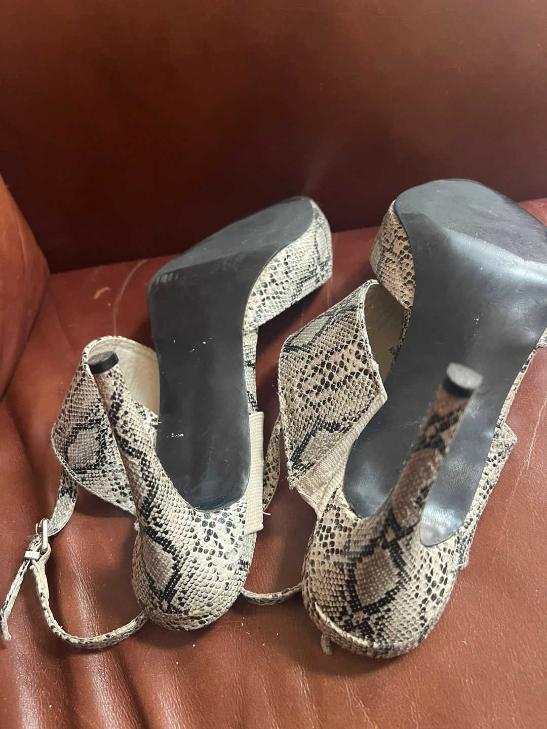 StyleWatch Snake Print Ankle Strap Heels - photo 4