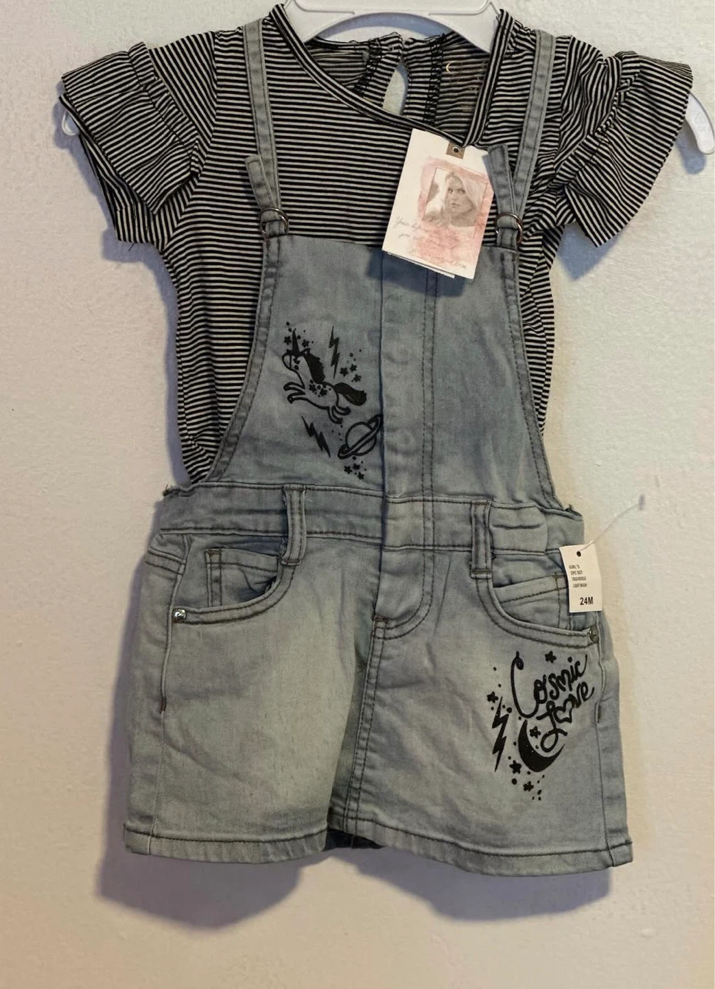 GIRLS 2PC SKIRT OVERALL (SIZE:/4 MONTHS)