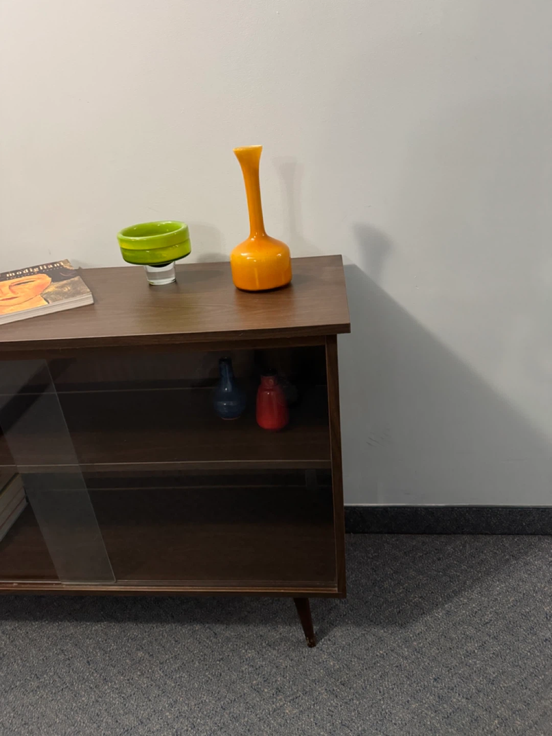 Mid-Century Sideboard Cabinet with Sliding Glass Doors - photo 3