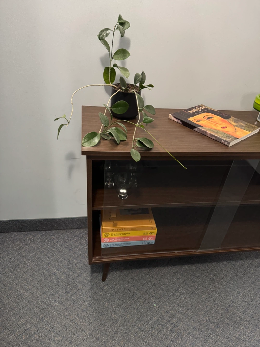 Mid-Century Sideboard Cabinet with Sliding Glass Doors - photo 2