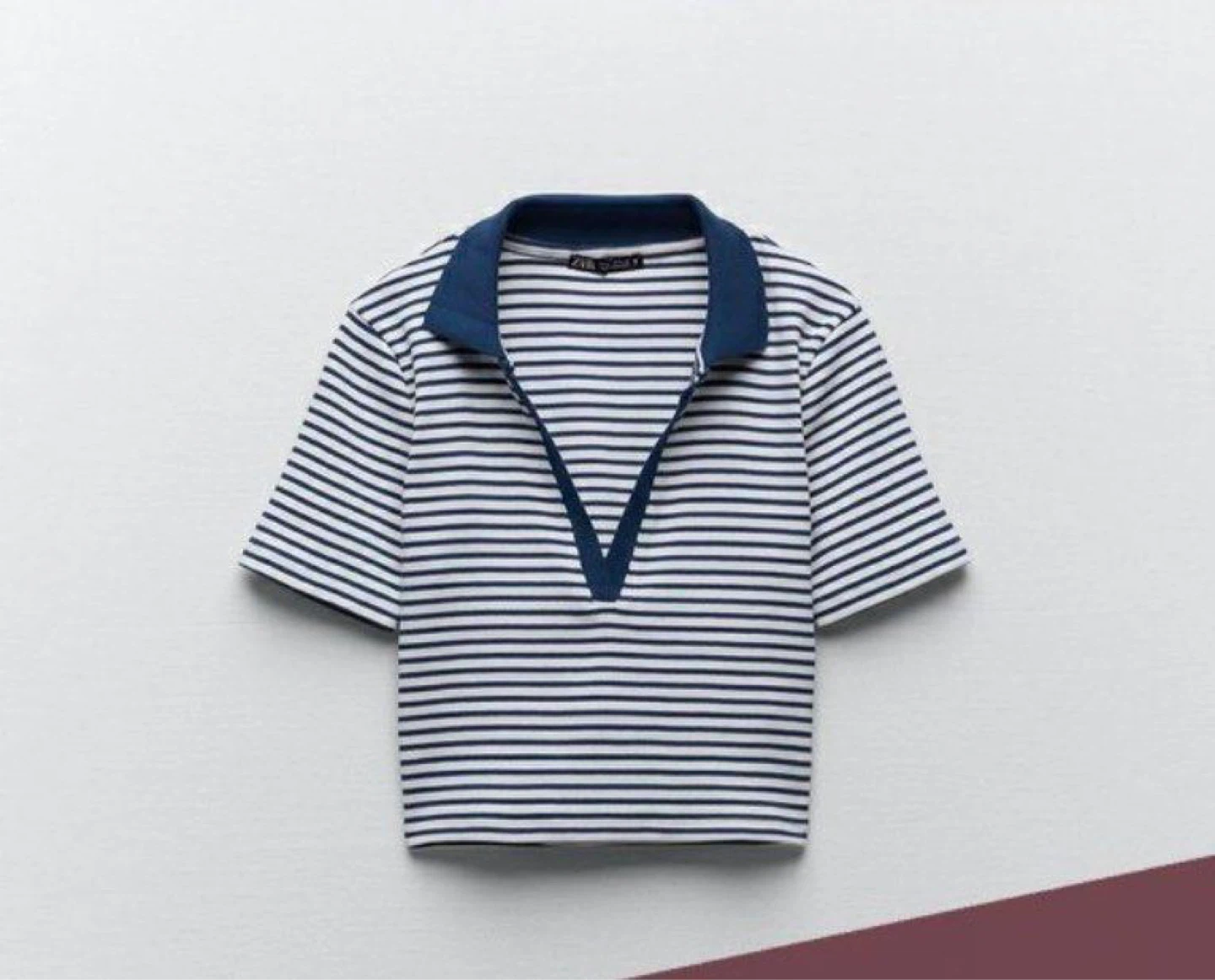 Zara Striped Cropped Polo Shirt - Size Small - photo 2