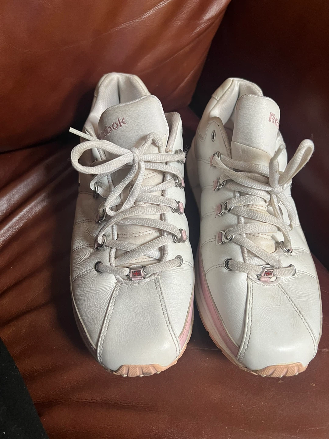 White and Pink Reebok Women's Athletic Shoes