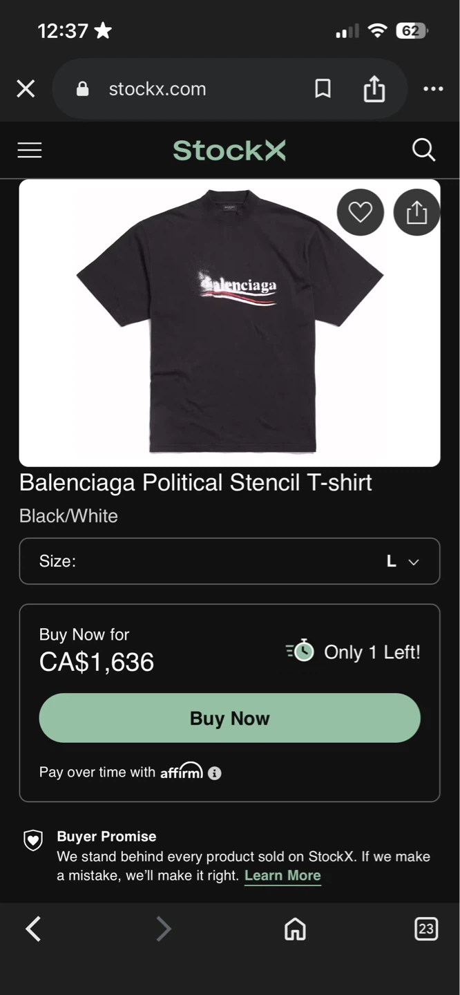 Balenciaga Political Stencil T-shirt - Black Size M - photo 5
