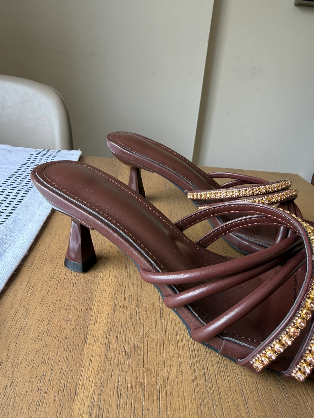 Brown Embellished Heeled Sandals - Size 37 - photo 3