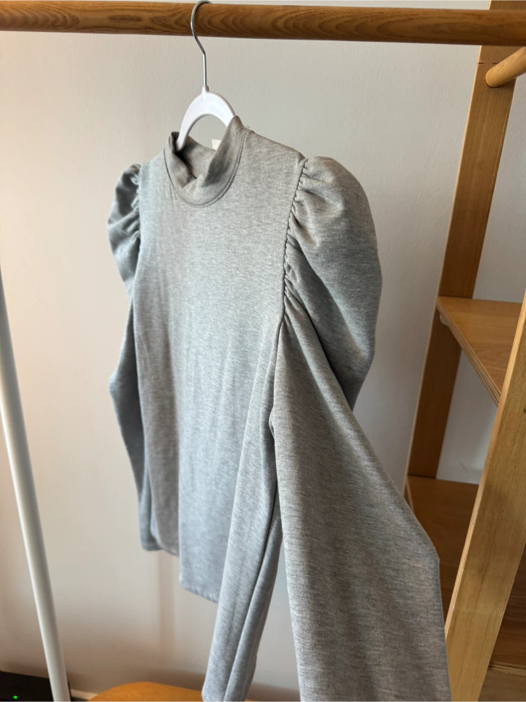 Grey Puff Sleeve Mock Neck Top - photo 2