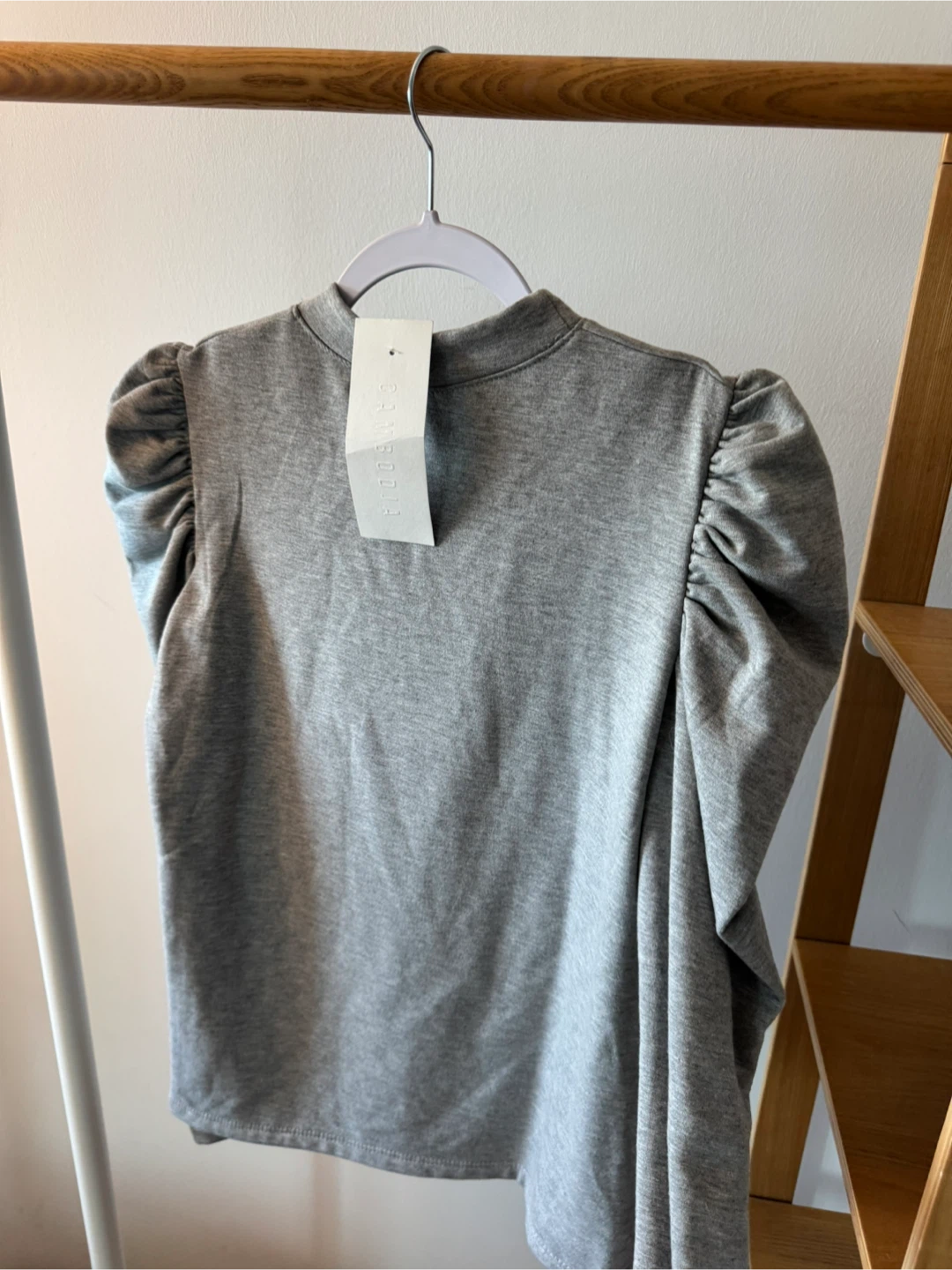 Grey Puff Sleeve Mock Neck Top - photo 3