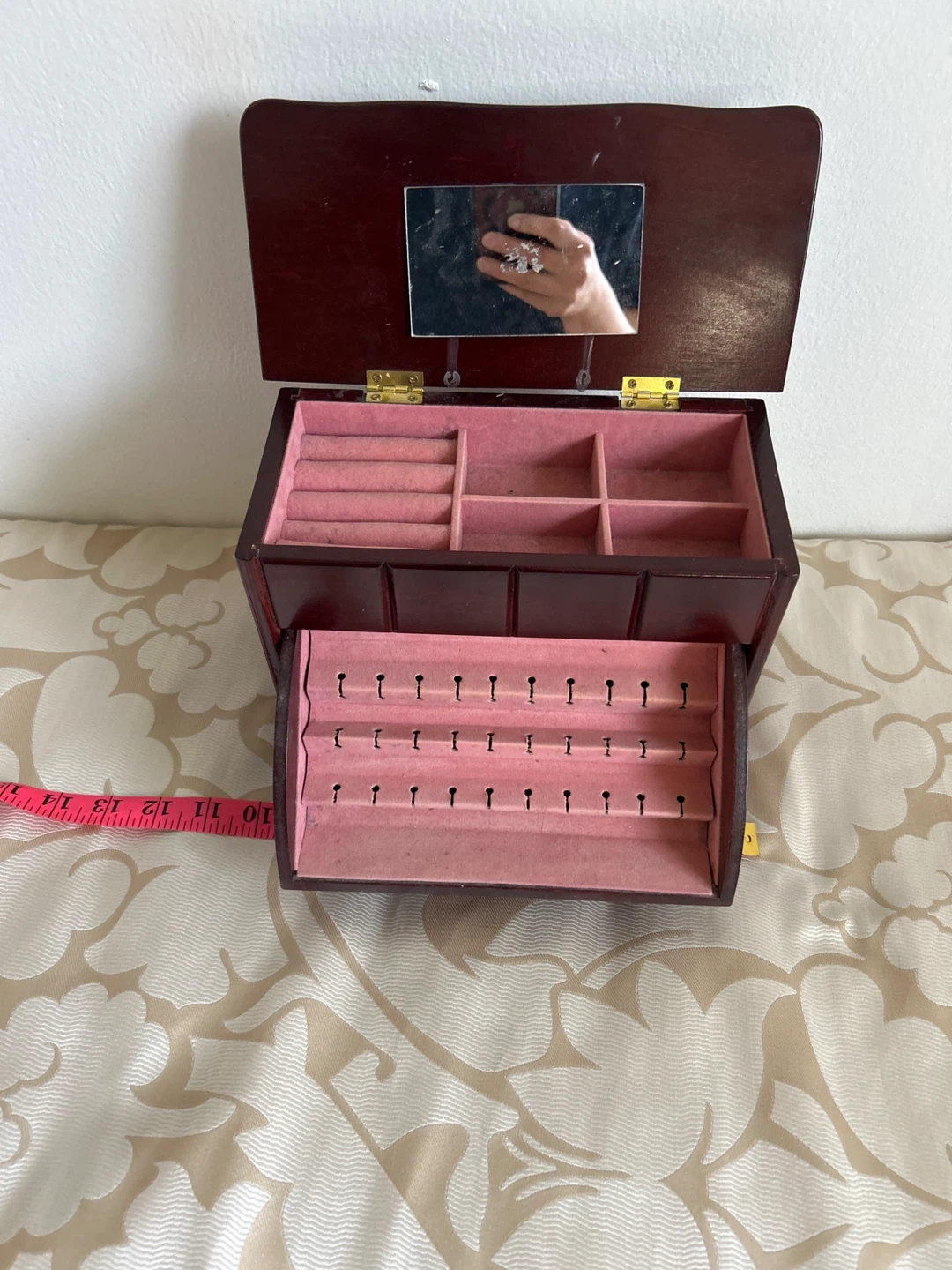 Wooden Jewellery Box with Mirror and Drawer - photo 2