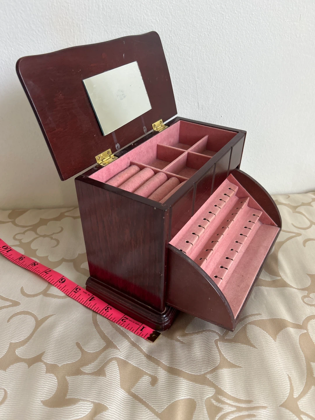 Wooden Jewellery Box with Mirror and Drawer - photo 3