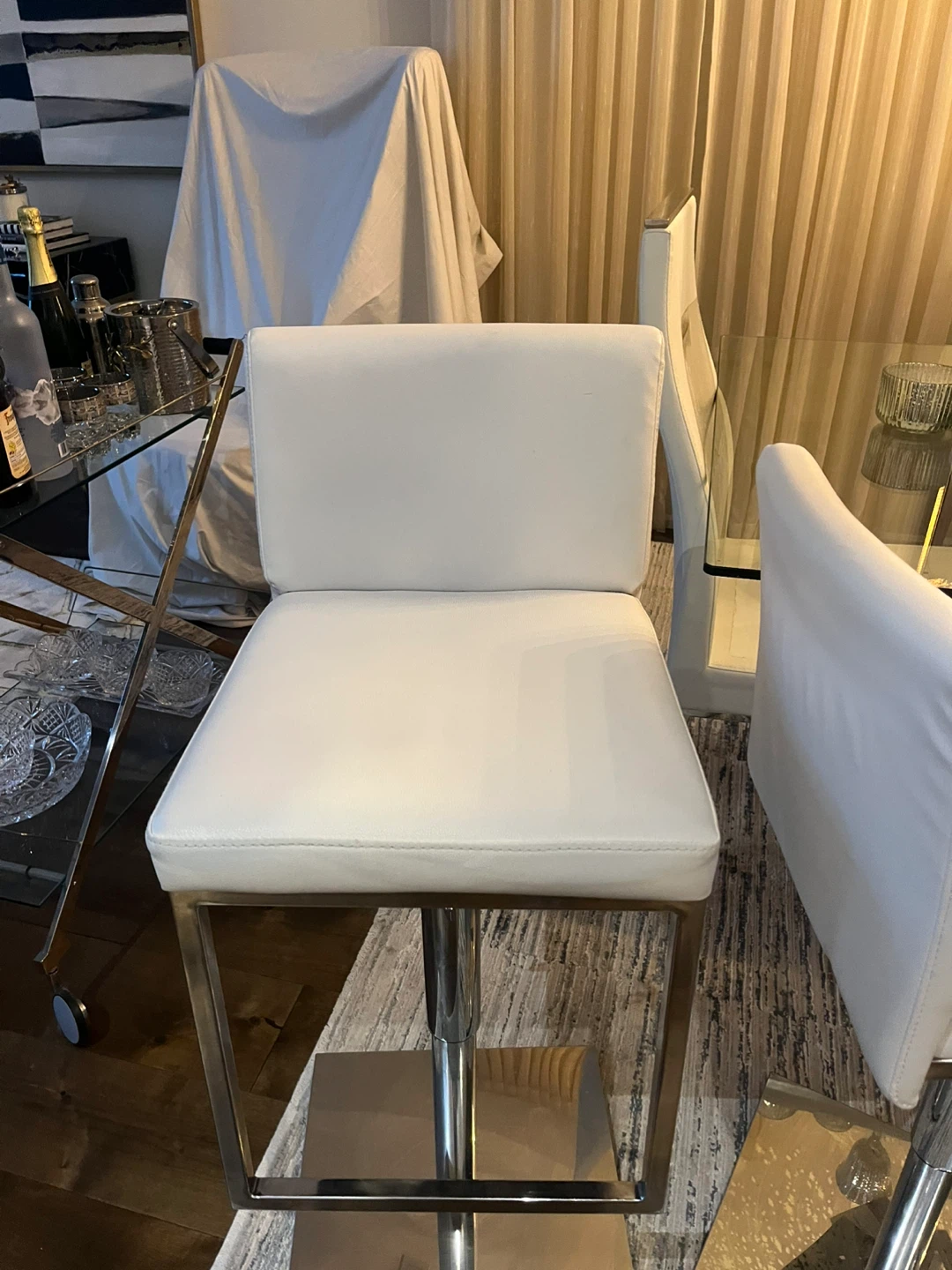White Faux Leather Bar Stools - Set of 4 - photo 2